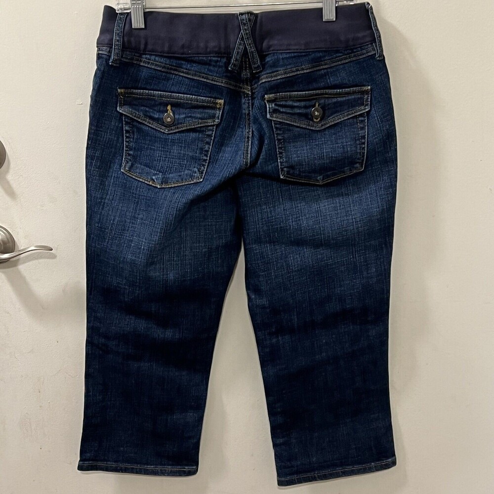 Old Navy Womens Maternity Blue Denim Capri Pants Stretch Low Rise Size Medium - Picture 5 of 11